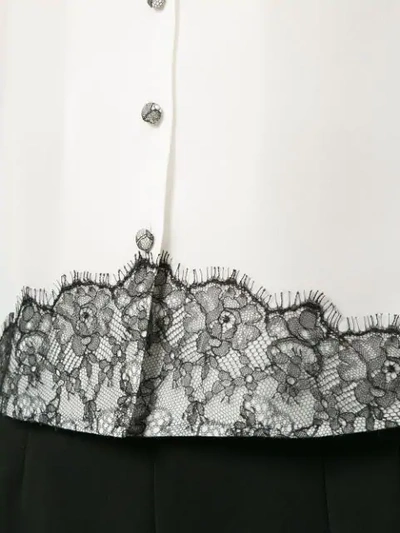 Shop Olivier Theyskens Cropped Lace Detail Shirt - White