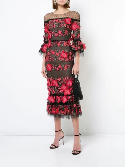 floral-appliquéd lace dress