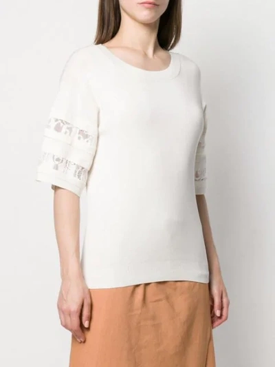 Shop Chloé Lace Panel Top In White
