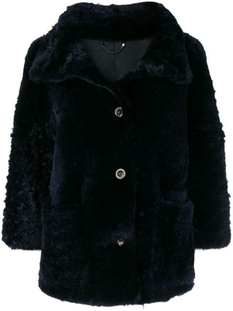 Desa 1972 Short Fur Coat In Blue | ModeSens