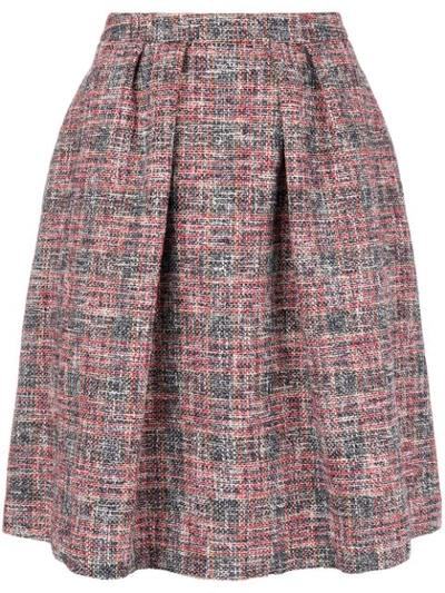 Shop Ps By Paul Smith Flared Tweed Skirt In Red