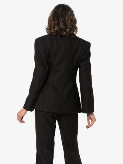 Shop Wright Le Chapelain Silk Lapel Single Breasted Wool Jacket In Black
