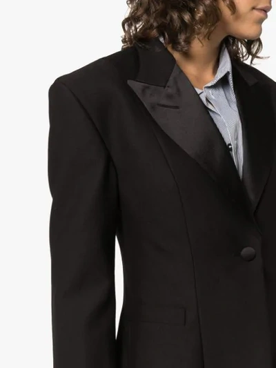 Shop Wright Le Chapelain Silk Lapel Single Breasted Wool Jacket In Black