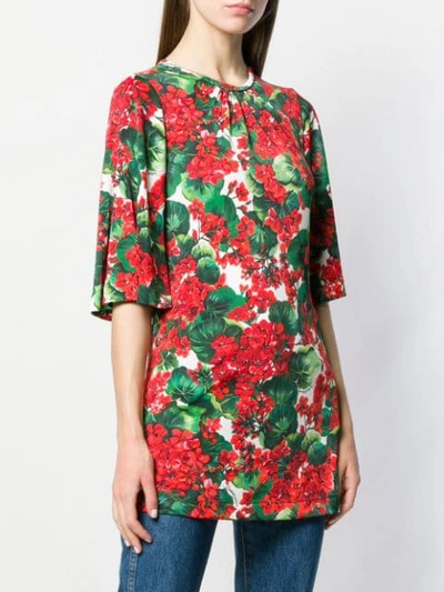 Shop Dolce & Gabbana Floral Print Top In Red