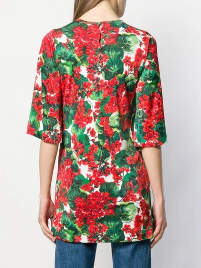 Shop Dolce & Gabbana Floral Print Top In Red