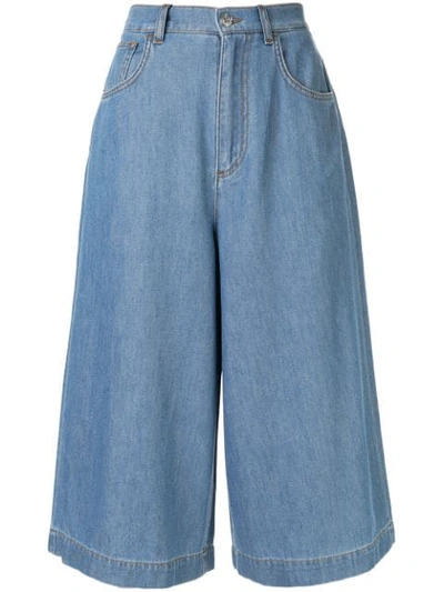 Shop Dolce & Gabbana Cropped Wide-leg Jeans In Blue