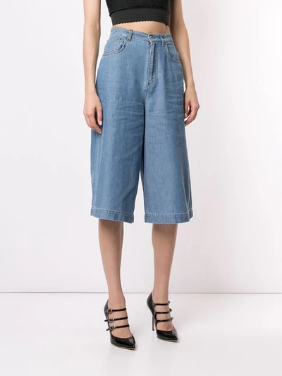 Shop Dolce & Gabbana Cropped Wide-leg Jeans In Blue