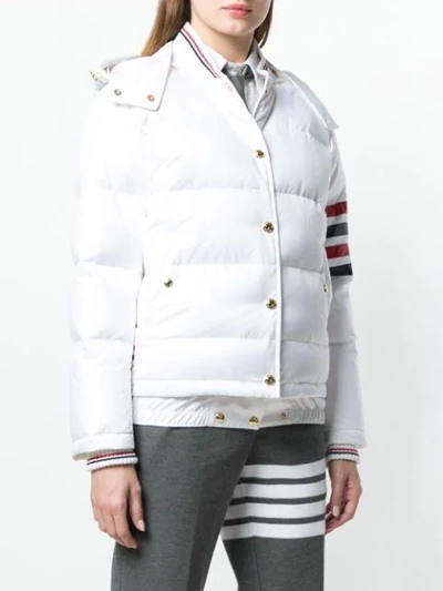 Shop Thom Browne 4-bar Stripe Padded Bomber Jacket In White