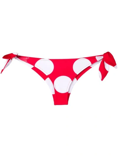 Shop Moschino Polka Dot Bikini Bottoms - Red
