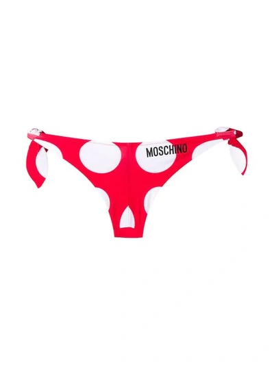 Shop Moschino Polka Dot Bikini Bottoms - Red