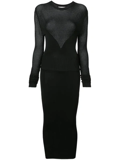 Shop Fleur Du Mal Long Sleeve Knit Dress In Black