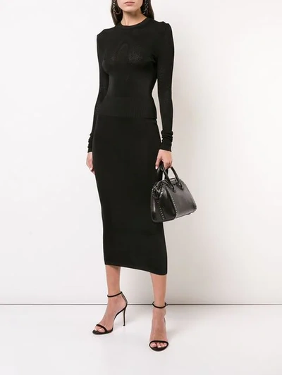 Shop Fleur Du Mal Long Sleeve Knit Dress In Black