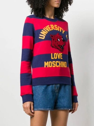 Shop Love Moschino Striped Sweatshirt In Blue