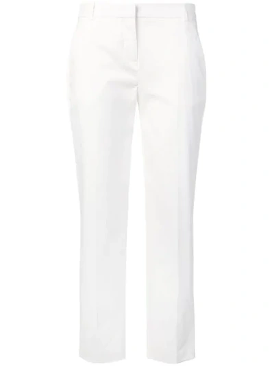 Shop Pinko Cropped Tailored Trousers In White