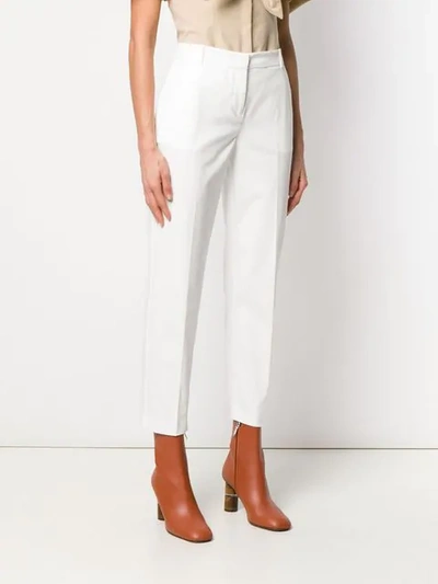 Shop Pinko Cropped Tailored Trousers In White