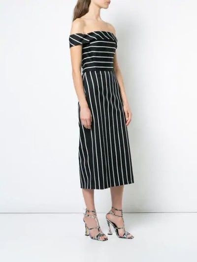 Shop Christian Siriano Striped Off Shoulder Dress In Black