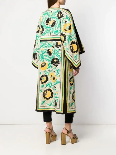 Shop Gucci Floral Print Oversized Coat In Yellow