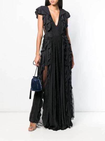 Shop Amen Ruffle-trim Maxi Dress - Black