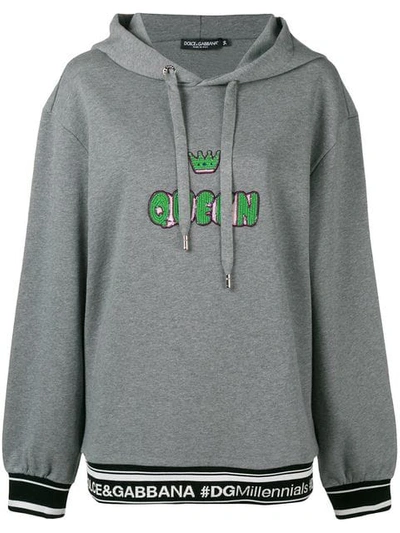 Shop Dolce & Gabbana Queen Hoodie In Grey