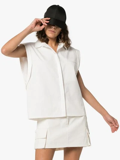 Shop Ten Pieces X Rude Collared Sleeveless Shirt In White
