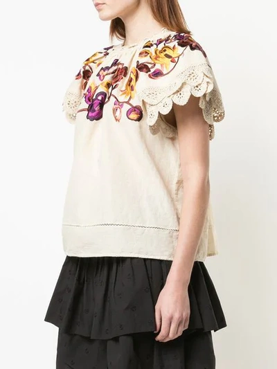 Shop Ulla Johnson Embroidered Rumi Blouse In Neutrals