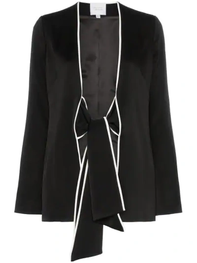 Shop Galvan Black And White Bianca Tie Front Crepe Jacket