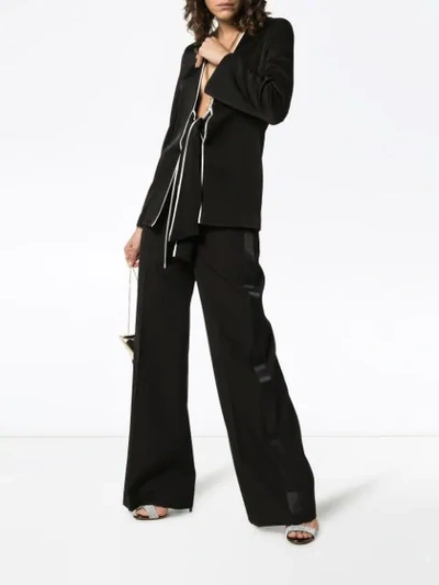 Shop Galvan Black And White Bianca Tie Front Crepe Jacket