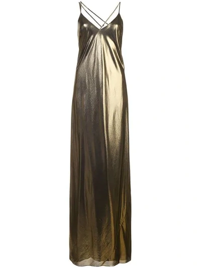 Shop Michelle Mason Metallic Bias Gown