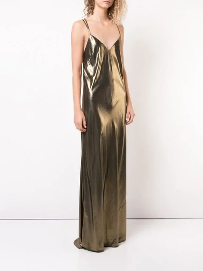 Shop Michelle Mason Metallic Bias Gown