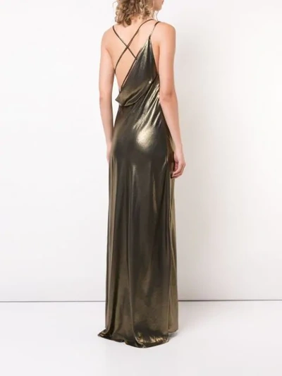 Shop Michelle Mason Metallic Bias Gown