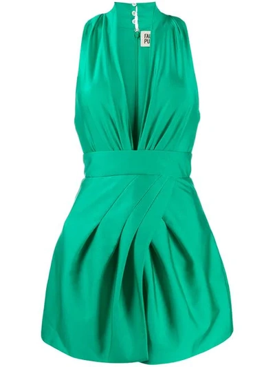 Shop Fausto Puglisi V-neck Mini Dress In Green
