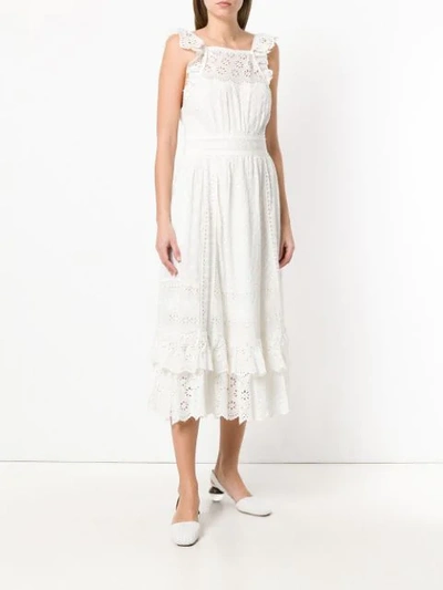 Shop Ulla Johnson Embroidered Flared Dress In White