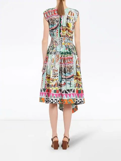 Shop Prada Venice Print Poplin Dress In Multicolour