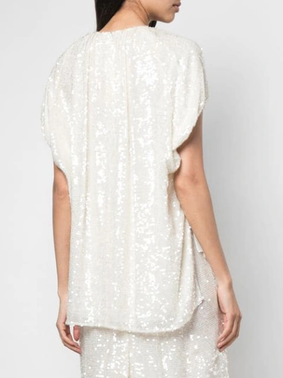 Shop Adam Lippes Sequin Embellished Top In White