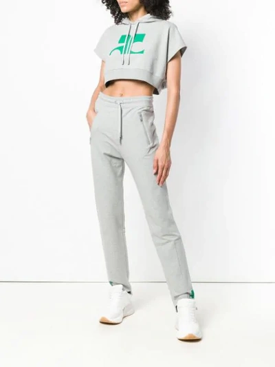 Shop Courrèges Cropped Sl Hoodie In Grey