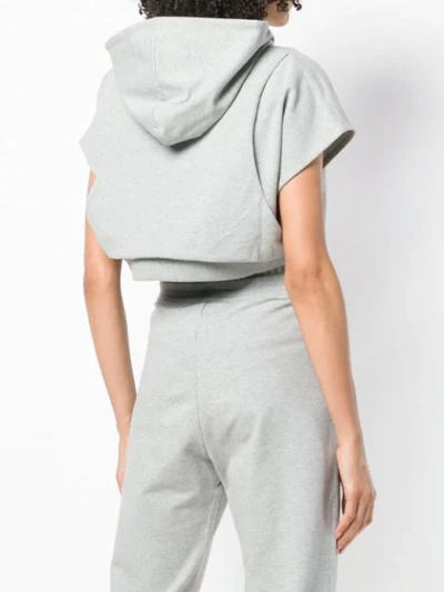 Shop Courrèges Cropped Sl Hoodie In Grey