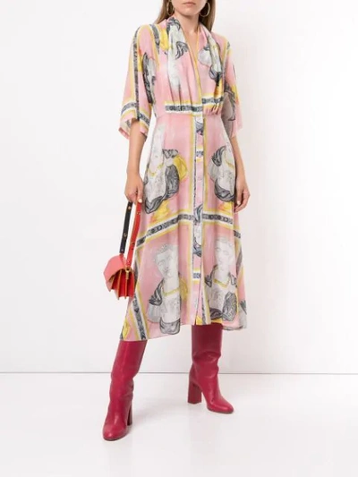 Shop Tata Naka Printed Midi Dress In Pink