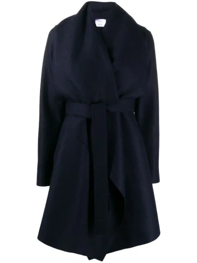 Shop Harris Wharf London Draped Wrap Coat In 358 Navy Blue