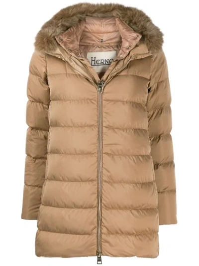 Shop Herno Padded Hooded Coat In Neutrals