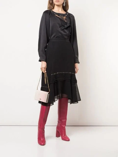 Shop Coach Long Embellished Skirt In Black
