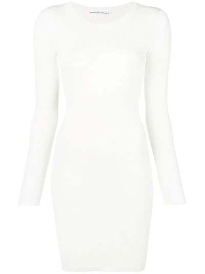 Shop Alexander Wang T Ribbed Bodycon Dress In 102 Offwhite