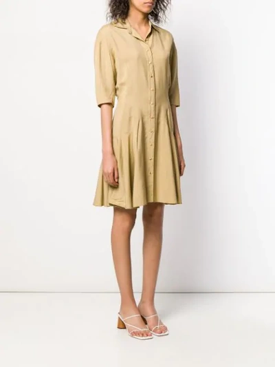 Shop Alaïa Cutaway Collar Dress - Neutrals