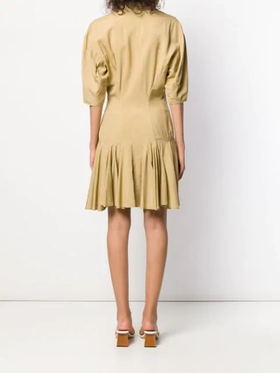 Shop Alaïa Cutaway Collar Dress - Neutrals