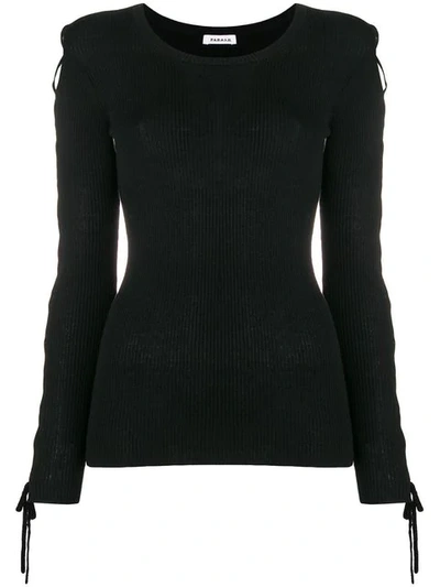 P.a.r.o.s.h Laced Sleeves Knitted Top In Black