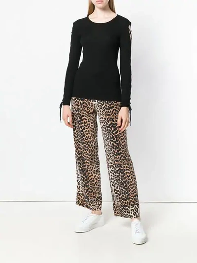 P.a.r.o.s.h Laced Sleeves Knitted Top In Black