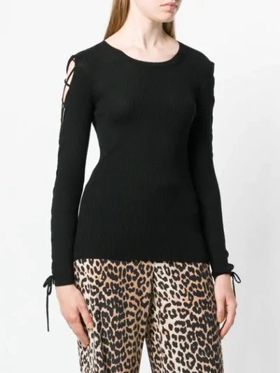 P.a.r.o.s.h Laced Sleeves Knitted Top In Black
