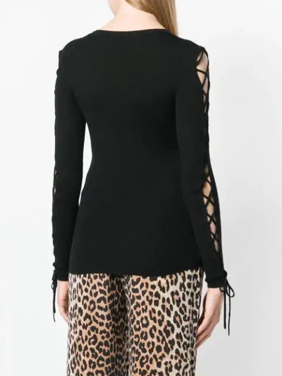 P.a.r.o.s.h Laced Sleeves Knitted Top In Black