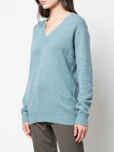 Shop Prada Cashmere V-neck Sweater In Grey