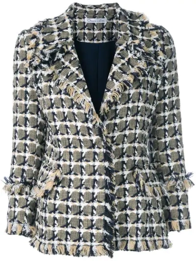 Shop Oscar De La Renta Checked Tweed Jacket In Multicolour