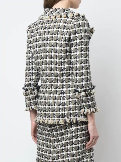 Shop Oscar De La Renta Checked Tweed Jacket In Multicolour